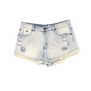 Forever 21 floral lace trim denim shorts